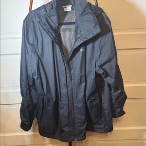 Columbia Women’s 3X Hooded Rain Jacket Black Lightweight Outdoor Hiking Coat